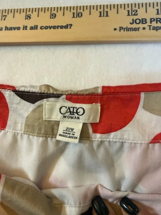 Cato Polka Dot A-Line Skirt - Red, Black & Cream size 22 2X - Picture 3 of 6